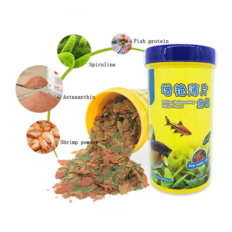 Fish Food Flake - 물고기 식품 착색 및 브라이트닝 사료,