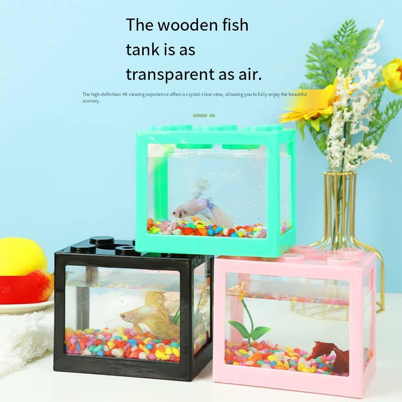 참신한 블록 모양의 미니 수족관 데스크탑 금붕어 수조, - Aquarium Fish Names 리뷰 및 가격