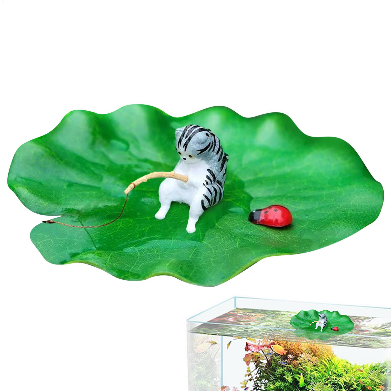 미니 플로팅 고양이 낚시 연잎 수족관 모형 장식 레진  - Aquarium Fish Names 리뷰 및 가격