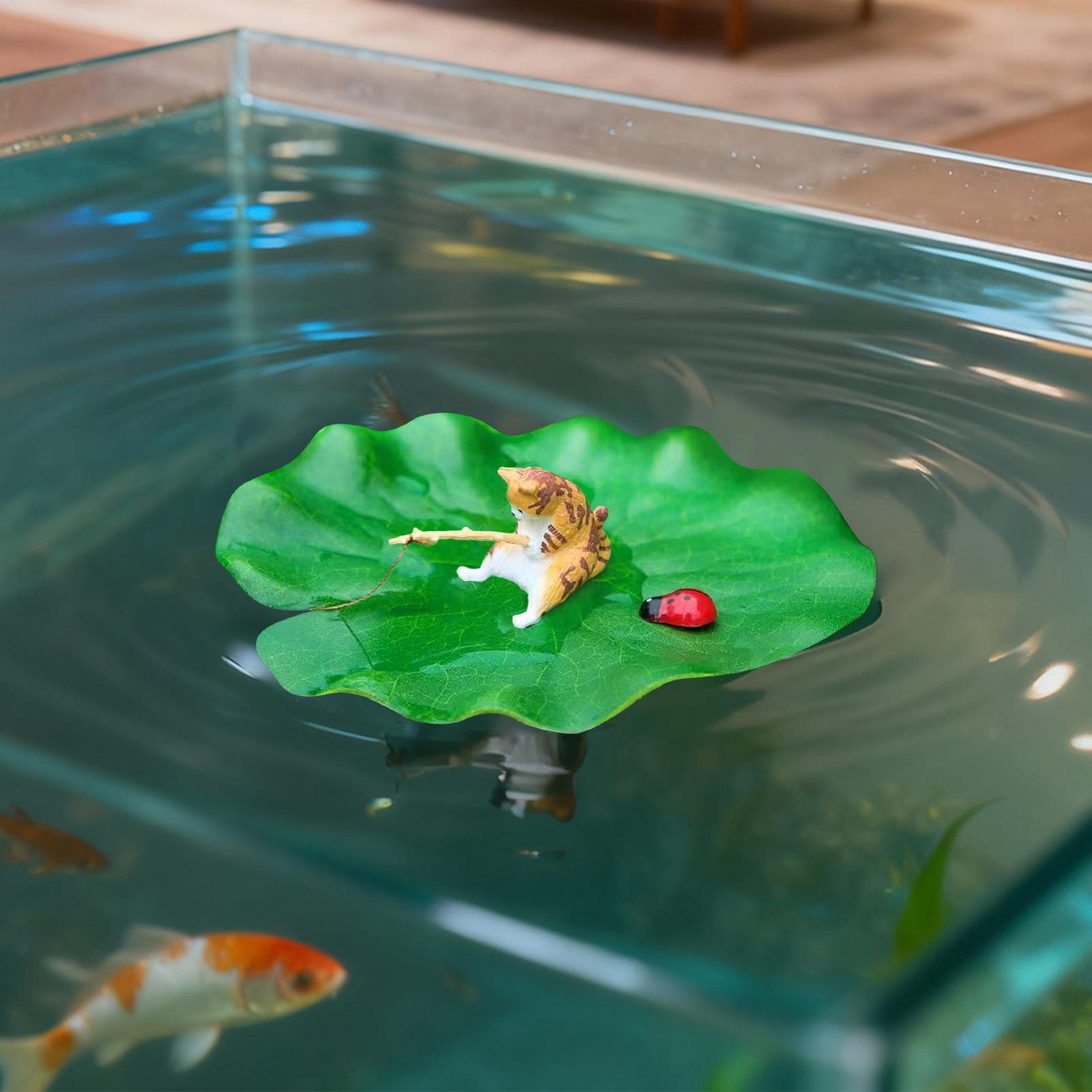 미니 플로팅 고양이 낚시 연잎 수족관 모형 장식 레진  - Aquarium Fish Names 리뷰 및 가격